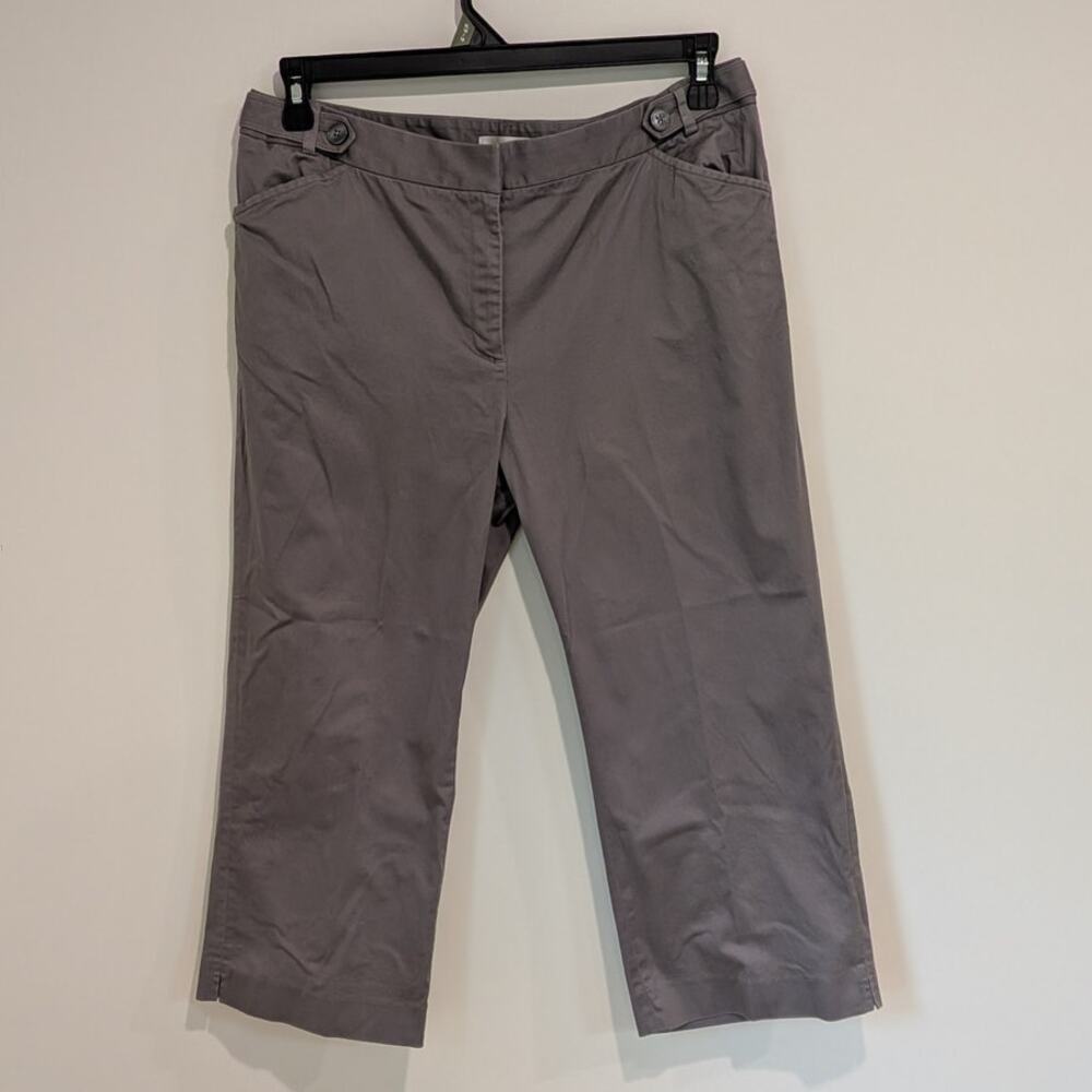 Van Heusen Gray Cropped Cotton Stretch Dress Pants (12) Officewear Capsule